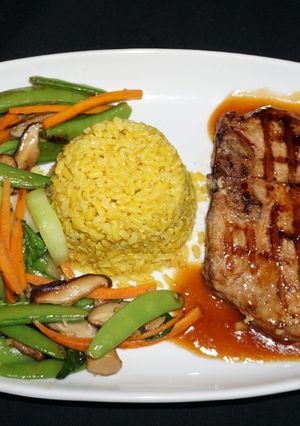 A picture of Grilled Pork Chops with Sweet and Sour Sauce.