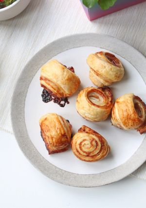 A picture of Strawberry Jam Swirls with Ready Made Puff Pastry.