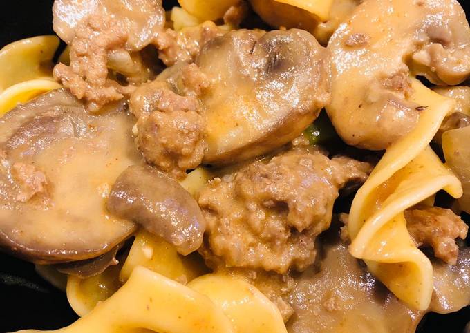 Creamy Mushroom π Egg Noodle Dish