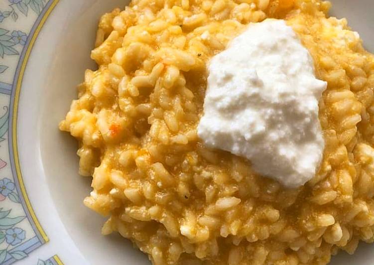 Risotto mantecato con zucca, zenzero e ricotta