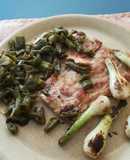 Carne asada con nopales y cebollines