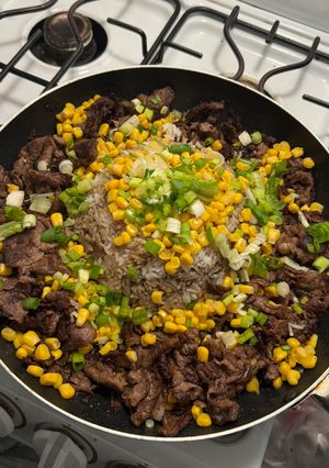 A picture of Beef Pepper Rice (Pepper Lunch inspired).