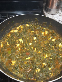A picture of Palak paneer.