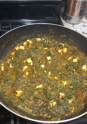 A picture of Palak paneer.