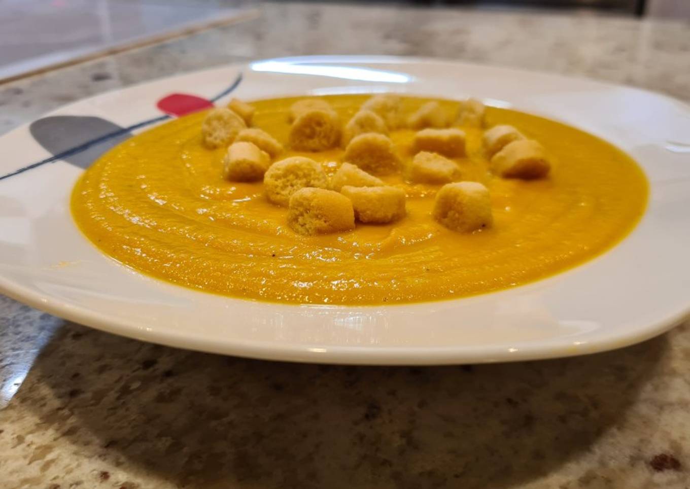 Crema de boniatos, zanahorias y judías verdes