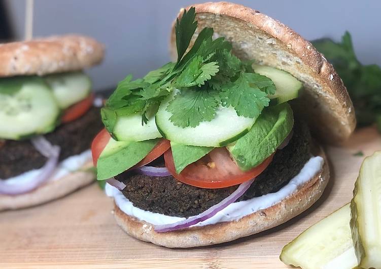 Easy Falafel Burger(baked)(gluten free PATTY) Easy Falafel Burger(baked)(gluten free PATTY)