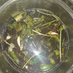 A picture of Andra pachi pulusu raw tamarind rasam.
