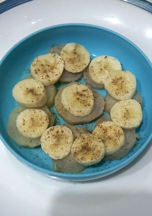 A picture of Sweet potato and banana 🍌 🍌 🥔snacks time 🥙.