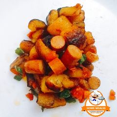 A picture of Plantain, hotdog fries.