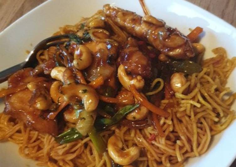 Easy Cheap Dinner Honey Chilli Chicken with Curry Noodles