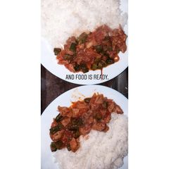 A picture of Okra with beef.