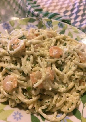 Una foto de Fideos con salsa blanca
