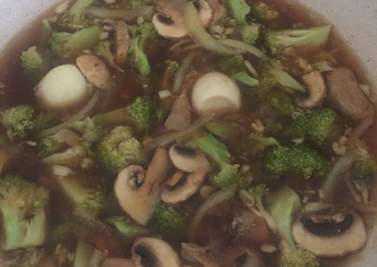 Resep Brokoli jamur saos tiram Anti Gagal
