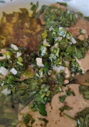 Una foto de No-lengua vegana a la vinagreta