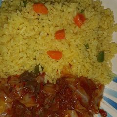 Rice and liver sauce A picture of Rice and liver sauce.