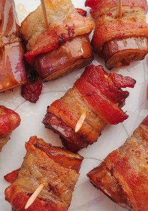 A picture of Bacon Wrapped Eggplants.