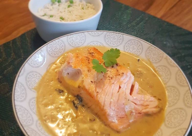 Recipe: Delicious Saumon et bouillon thaï au curry vert 🇹🇭