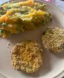 Milanesa de zapallito con polenta y avena en Airfryer