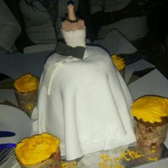 A picture of Ladiesh white birthday cake.
