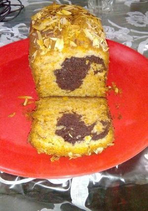 A picture of Vanilla Chocolate Marble Cake.