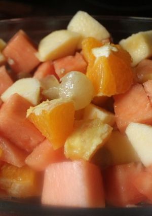 Una foto de Ensalada de sandía y naranja