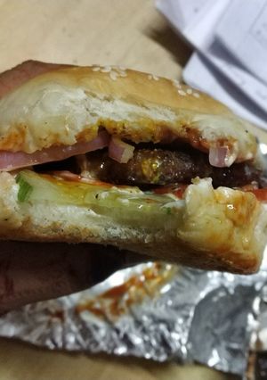 A picture of Street style chicken burger.