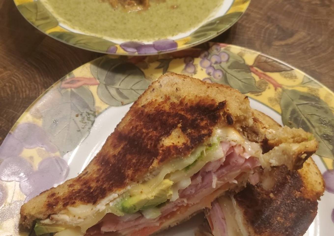 Brad's panini w/ cream of broccoli & turnip green soup