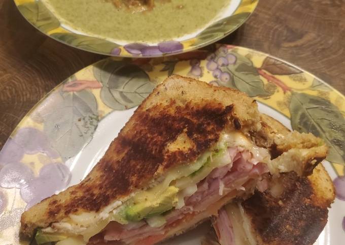 Brad's panini w/ cream of broccoli & turnip green soup