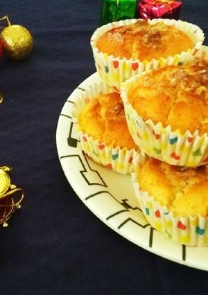 A picture of Eggless Walnut Bread Cupcakes.
