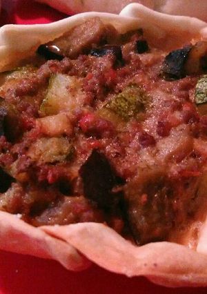 Una foto de Canastitas de berenjenas y zucchini