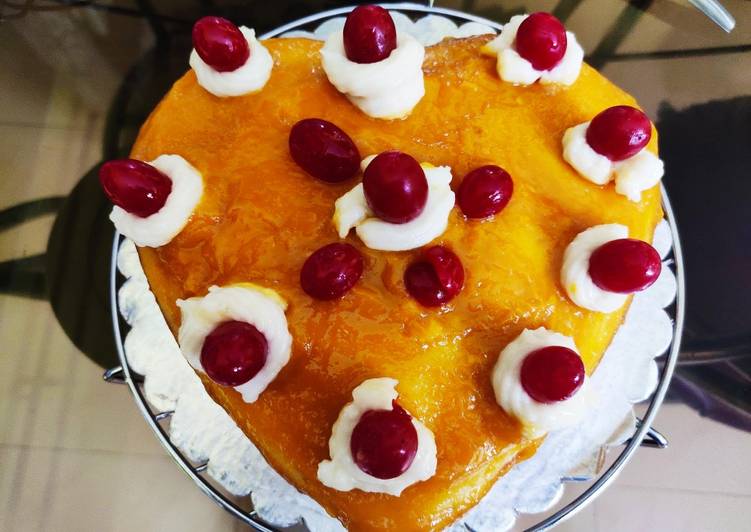 Eggless Mango Glaze Vanilla Cake