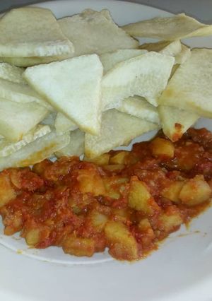 A picture of Plane yam&potatoes soup.