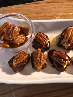 A picture of Stuffed dates with feta cheese.