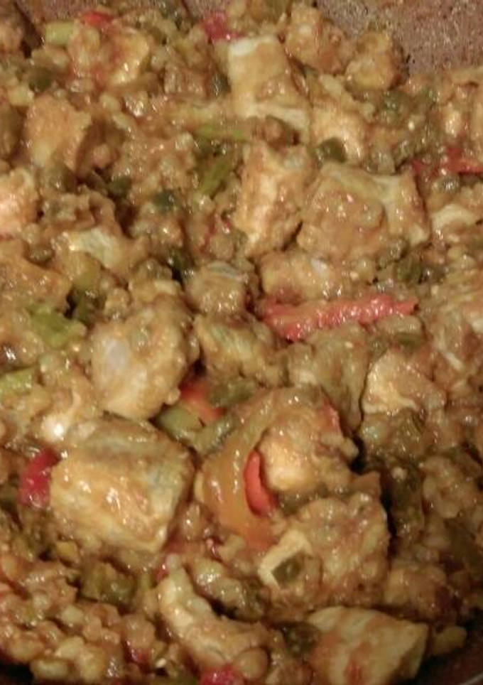 Una foto de Salteado de cerdo y pimiento con cebada