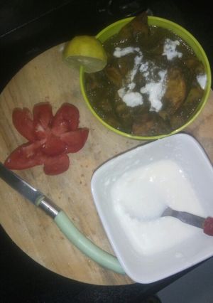 A picture of Spinach potato/ aloo palak.