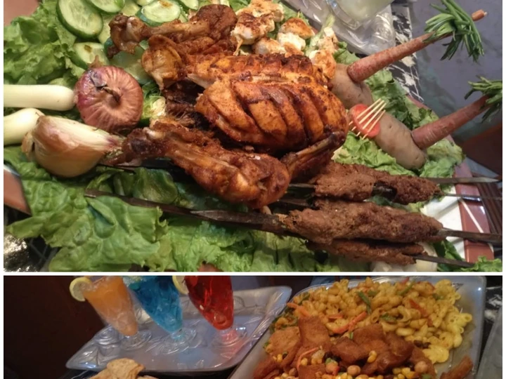 Easy Way Prepare Recipe Sizzling Bar b que platter, Bandoo Khan parathe, sauce &amp;amp; salad that is  Makes Drooling, Really Delicious}