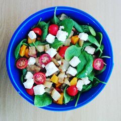 A picture of Light roast veg and feta salad.