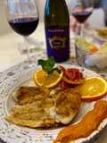 Platessa agli agrumi con emulsione di pomodorini gialli e rossi