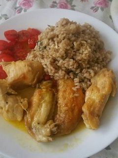 Una foto de Pollo frito con salsa mostaza miel y curry