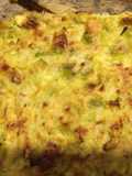 Frittata al horno de puerros y panceta.