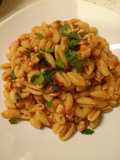 Gnocchetti sardi with black olive and sword fish ragu