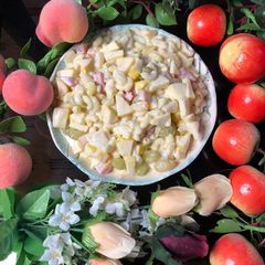 A picture of Pasta fruit salad.