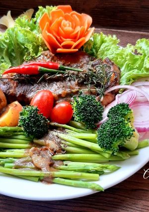 Hình của món Steak bò sốt phomai.