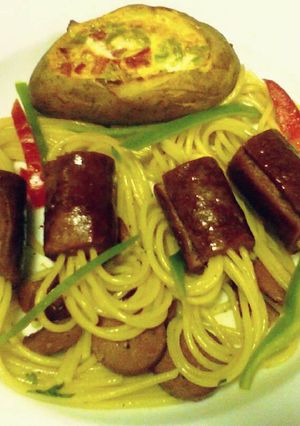 صورة لوصفة إسباجيتى السوسيچي Spaghetti with Sausages