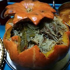 A picture of Pumpkin stuffed rice.