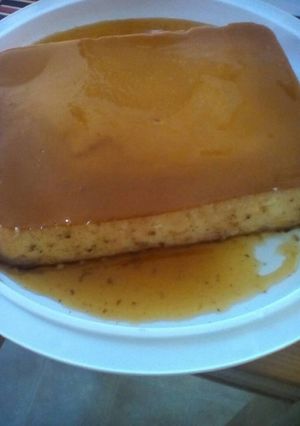 Una foto de Flan de queso