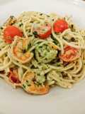 Spenótos-garnélás spagetti 🍝🍅🧄🦐