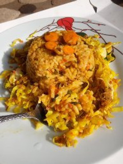A picture of Moringa jallof rice.