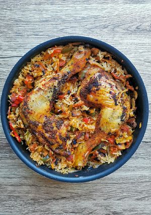 Une photo de Riz pilaf au poulet et chorizo