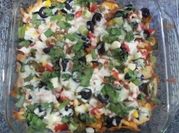A picture of baked nacho and cheese